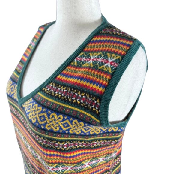 GAP 90s Y2K Vintage Celtic Scandinavian Fair Isle Funky Sweater Vest (SZ M) - Picture 3 of 13